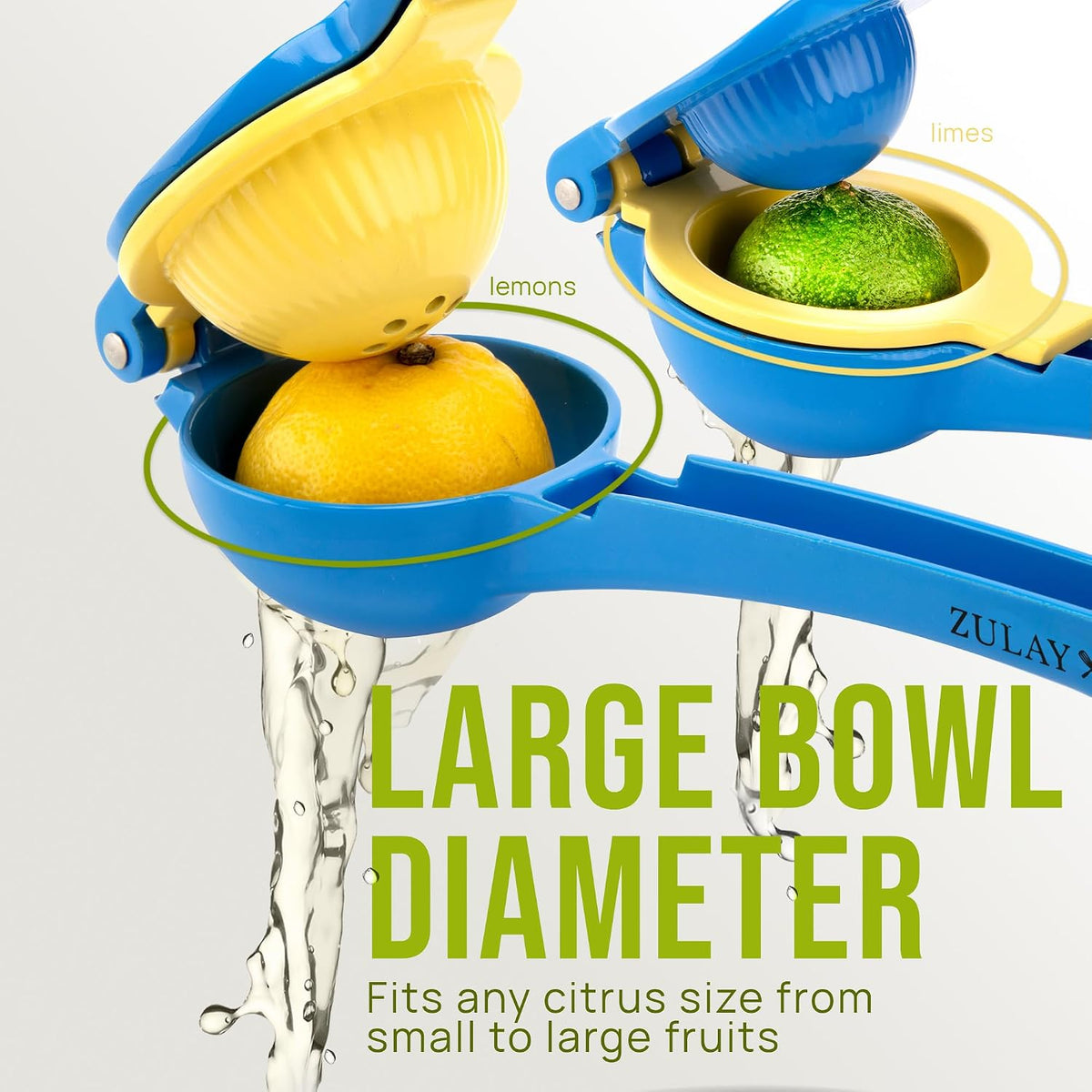 Zulay Metal 2-In-1 Lemon Squeezer Manual - Sturdy, Max Extraction Hand Juicer Lemon Squeezer Gets Every Last Drop - Easy to Clean & Use Citrus Juicer-Yellow/Green - Colors B