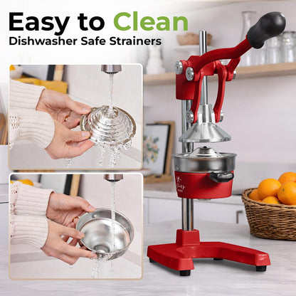 Zulay Metal 2-In-1 Lemon Squeezer Manual - Sturdy, Max Extraction Hand Juicer Lemon Squeezer Gets Every Last Drop - Easy to Clean & Use Citrus Juicer-Yellow/Green - Colors B