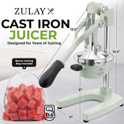 Zulay Metal 2-In-1 Lemon Squeezer Manual - Sturdy, Max Extraction Hand Juicer Lemon Squeezer Gets Every Last Drop - Easy to Clean & Use Citrus Juicer-Yellow/Green - Colors B