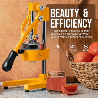Zulay Metal 2-In-1 Lemon Squeezer Manual - Sturdy, Max Extraction Hand Juicer Lemon Squeezer Gets Every Last Drop - Easy to Clean & Use Citrus Juicer-Yellow/Green - Colors B