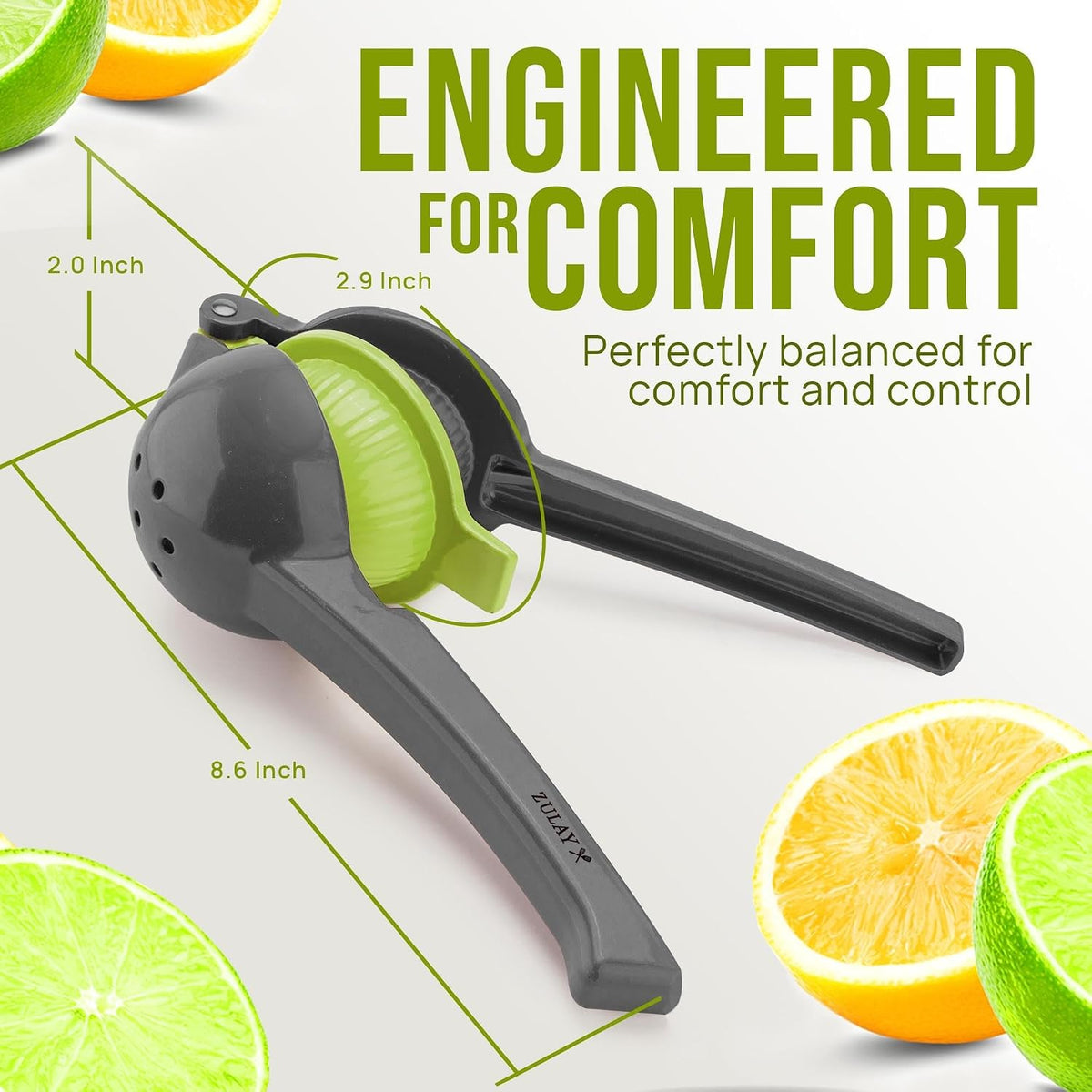 Zulay Metal 2-In-1 Lemon Squeezer Manual - Sturdy, Max Extraction Hand Juicer Lemon Squeezer Gets Every Last Drop - Easy to Clean & Use Citrus Juicer-Yellow/Green - Colors B