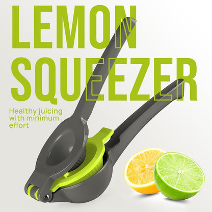 Zulay Metal 2-In-1 Lemon Squeezer Manual - Sturdy, Max Extraction Hand Juicer Lemon Squeezer Gets Every Last Drop - Easy to Clean & Use Citrus Juicer-Yellow/Green - Colors B