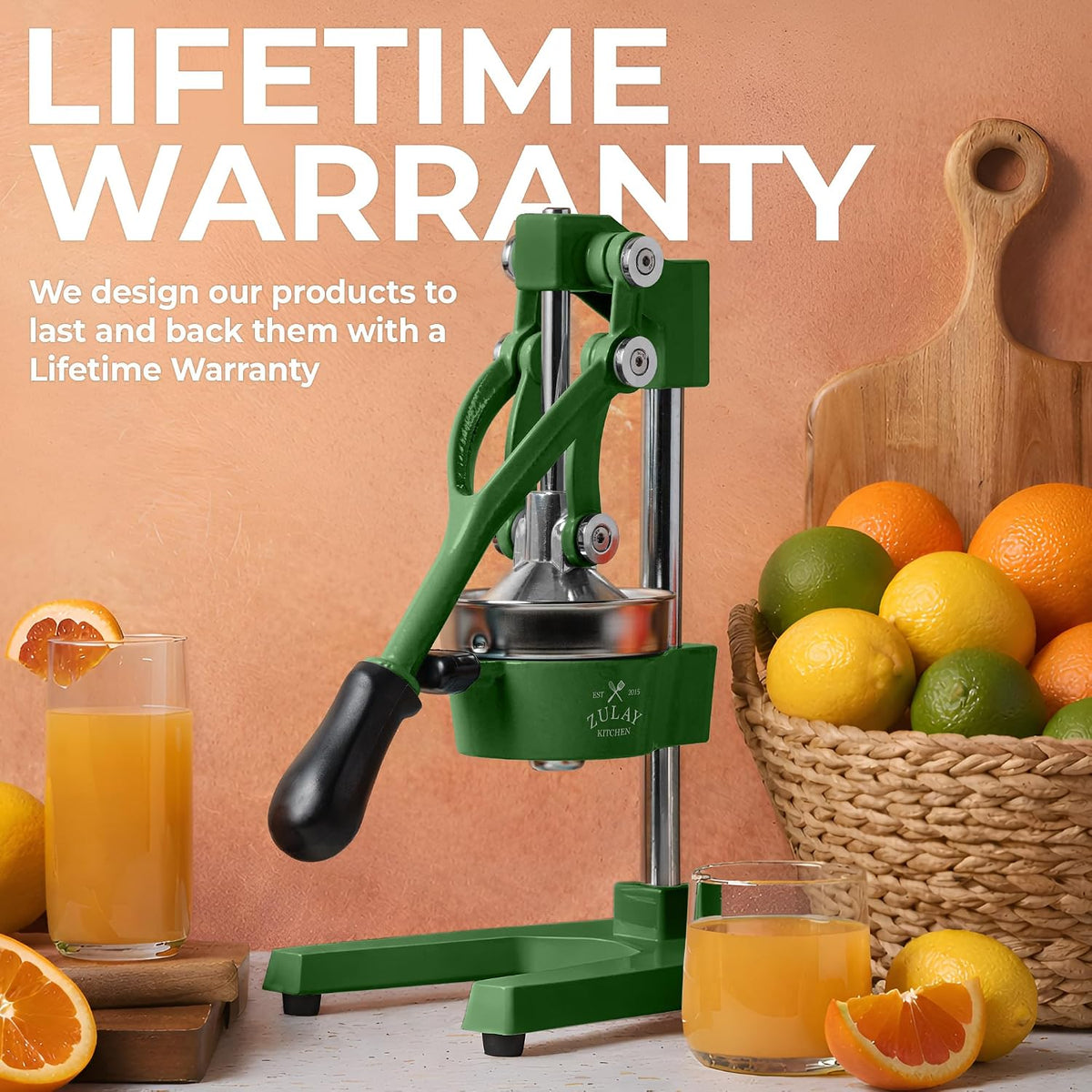 Zulay Metal 2-In-1 Lemon Squeezer Manual - Sturdy, Max Extraction Hand Juicer Lemon Squeezer Gets Every Last Drop - Easy to Clean & Use Citrus Juicer-Yellow/Green - Colors B