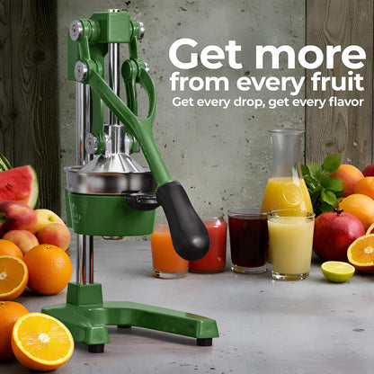 Zulay Metal 2-In-1 Lemon Squeezer Manual - Sturdy, Max Extraction Hand Juicer Lemon Squeezer Gets Every Last Drop - Easy to Clean & Use Citrus Juicer-Yellow/Green - Colors B
