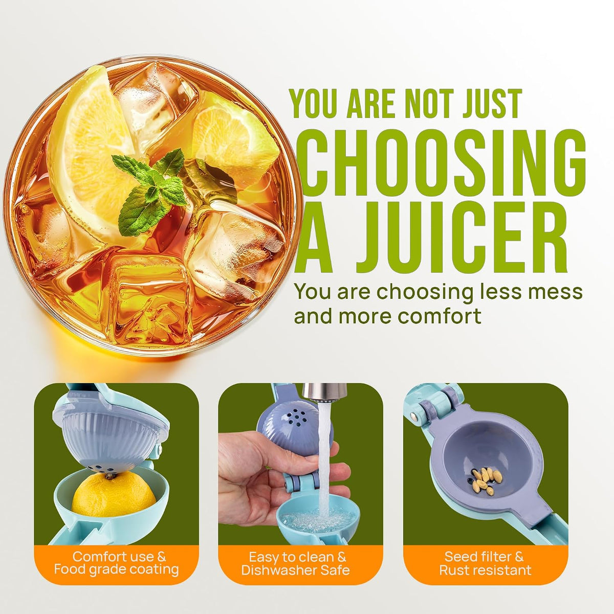 Zulay Metal 2-In-1 Lemon Squeezer Manual - Sturdy, Max Extraction Hand Juicer Lemon Squeezer Gets Every Last Drop - Easy to Clean & Use Citrus Juicer-Yellow/Green - Colors B