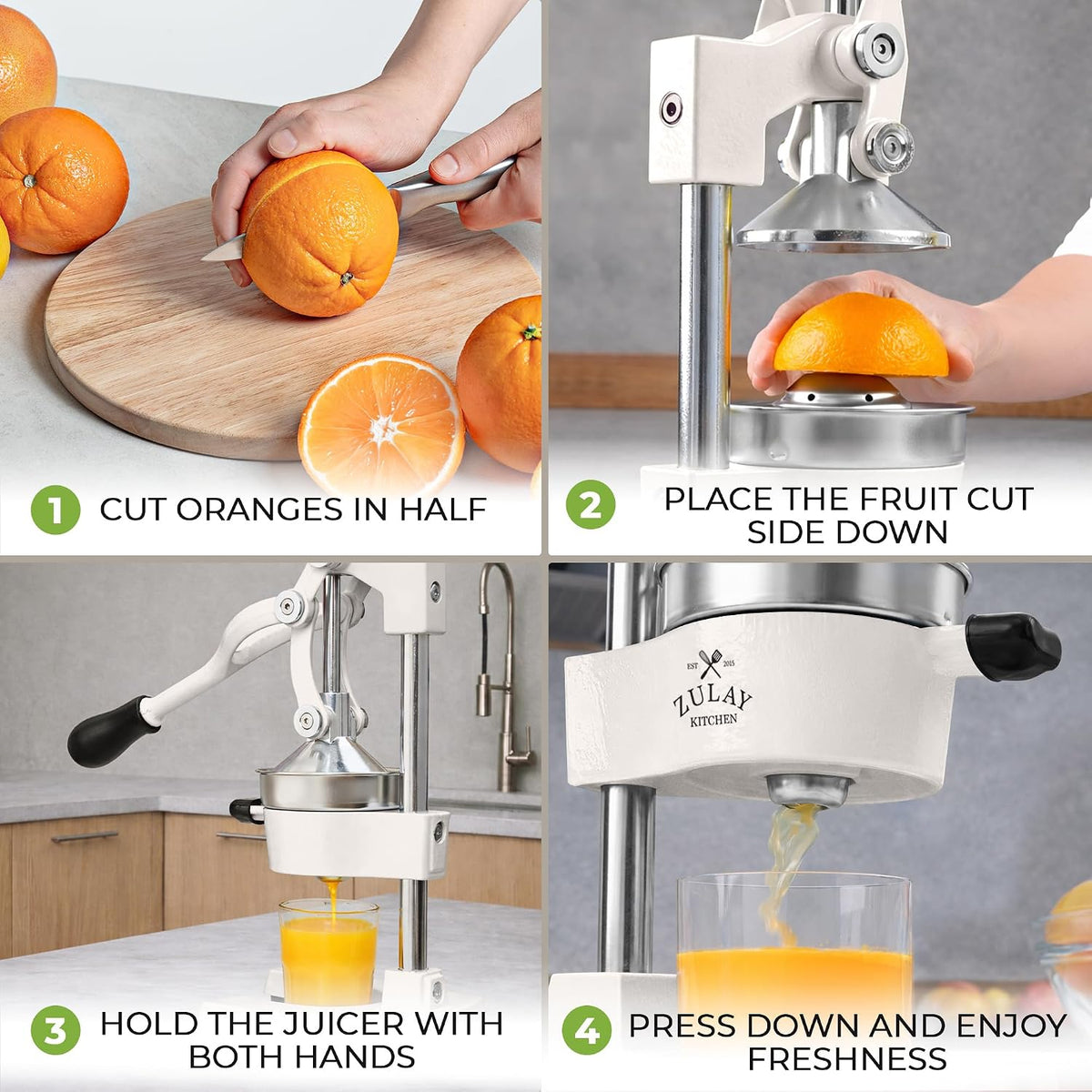 Zulay Metal 2-In-1 Lemon Squeezer Manual - Sturdy, Max Extraction Hand Juicer Lemon Squeezer Gets Every Last Drop - Easy to Clean & Use Citrus Juicer-Yellow/Green - Colors B