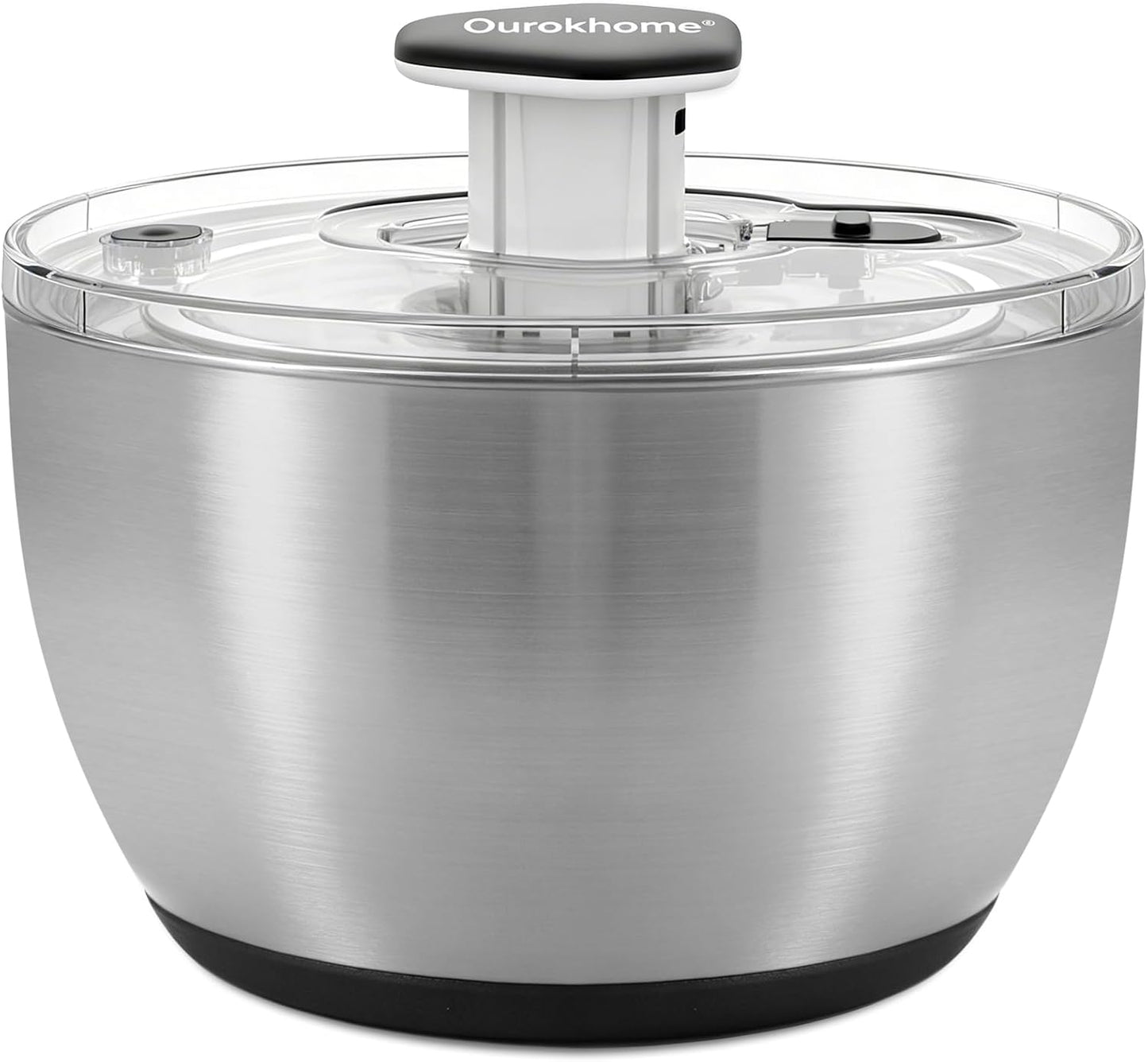 6.3 QT Stainless Steel Salad Spinner, Large Lettuce Spinner with One-Hand Press Pump, Brake Button, Non-Slip Base and Retractable Handle, Vegetable Washer & Dryer for Greens, Fruits and Herb