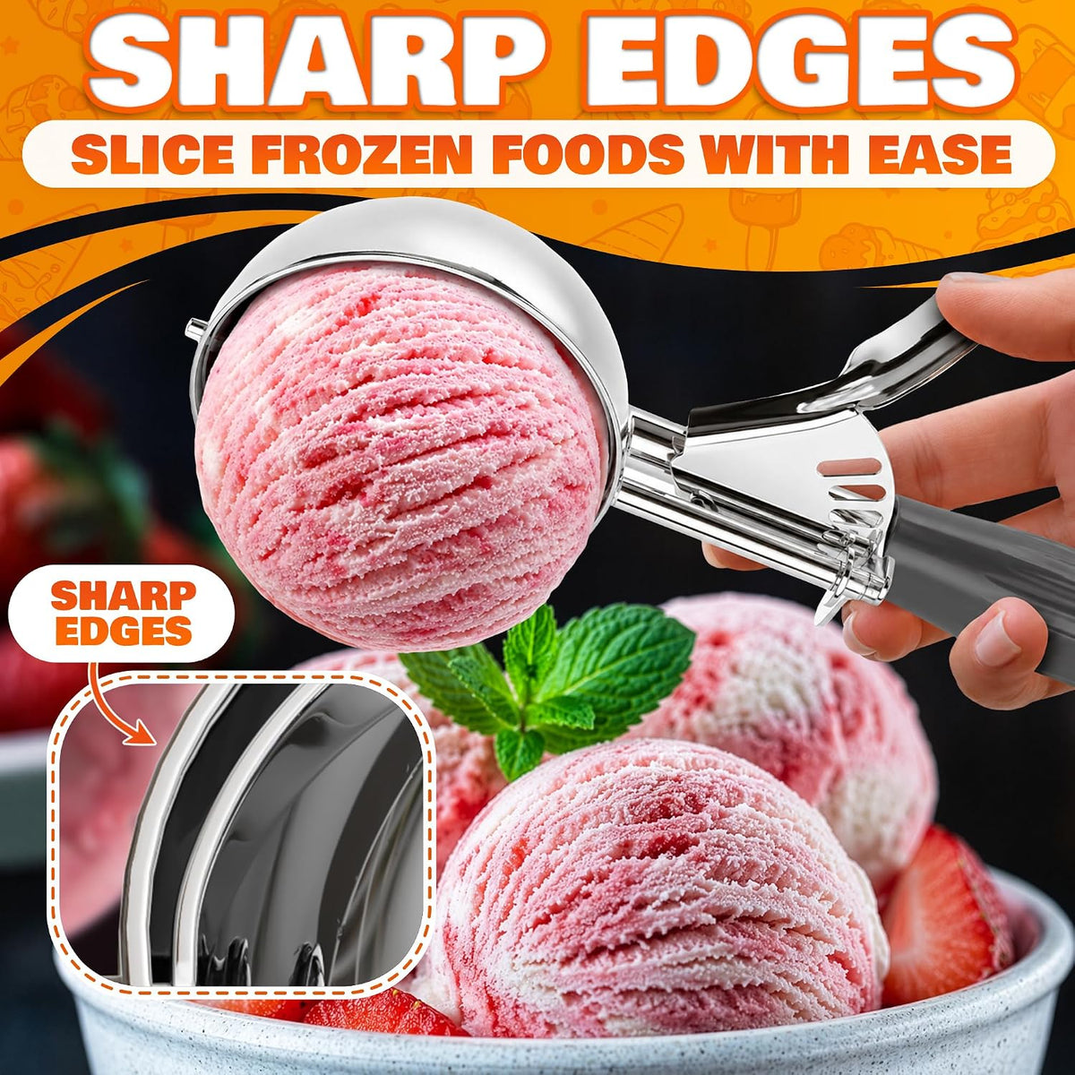 Stainless Steel Ice Cream Scoop with Trigger Release, 4 Oz #8 Disher