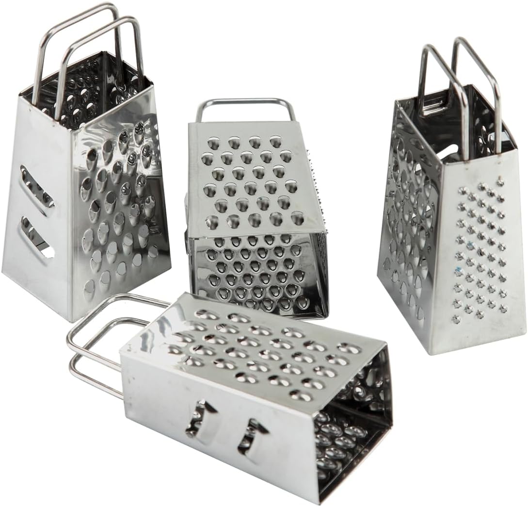 Mini Box Cheese Graters Set of 4, Stainless Steel Grater for Ginger, Garlic, Lemon, Potato, Chocolate, Vegetables (2.3 * 1.38inch)