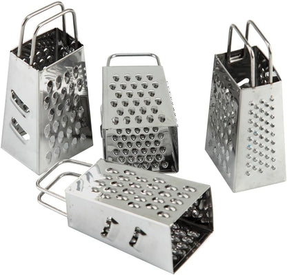 Mini Box Cheese Graters Set of 4, Stainless Steel Grater for Ginger, Garlic, Lemon, Potato, Chocolate, Vegetables (2.3 * 1.38inch)