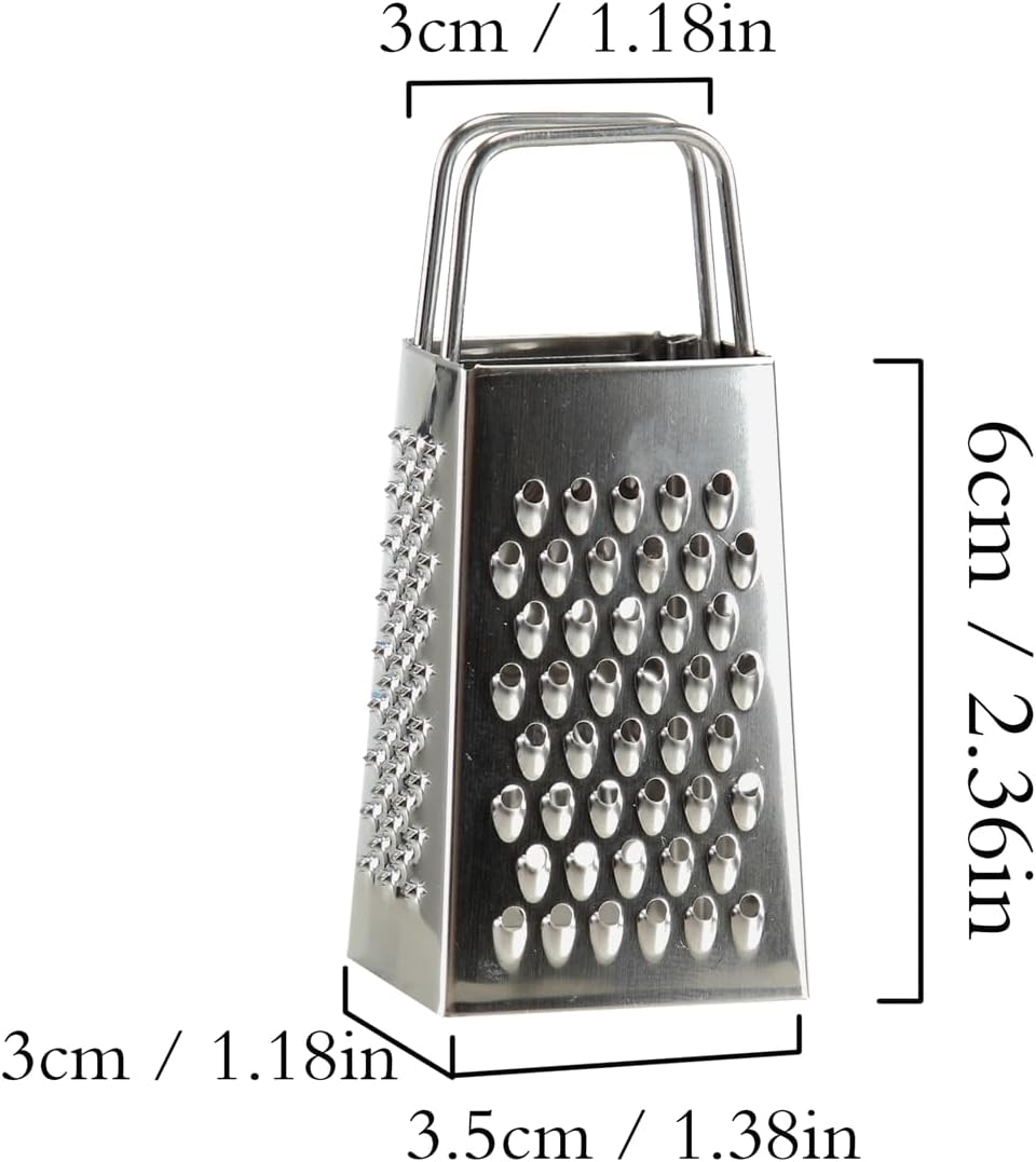 Mini Box Cheese Graters Set of 4, Stainless Steel Grater for Ginger, Garlic, Lemon, Potato, Chocolate, Vegetables (2.3 * 1.38inch)