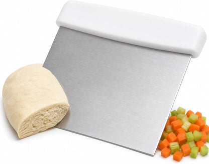 Wood Bench Scraper Stainless Steel - Professional Dough Cutter Tool for Bread Making, Pastry Scraper, Premium Multi-Purpose Kitchen Scraper for Baking and Chopping