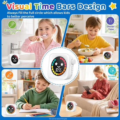 Visual Timer for Kids, 99 Minute Digital Cute Kids Visual Timer Classroom Timer for Homeschool Supplies Study Teaching Time Management Tool Countdown Productivity Timer, Blue, Colorful Display