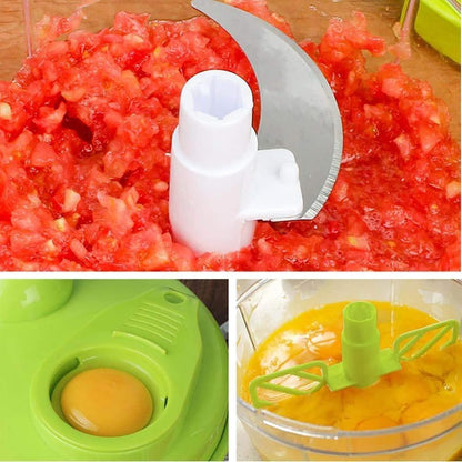 Food processes Hand Crank Food Processor/Manual Food Chopper/Meat Grinder/Vegetable Dicer And Mincer/Fruit Blender With Egg Separator Rotary Onion Chopper(2 Sets steel blades)