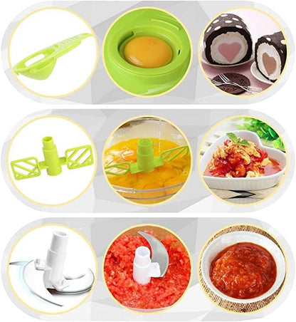 Food processes Hand Crank Food Processor/Manual Food Chopper/Meat Grinder/Vegetable Dicer And Mincer/Fruit Blender With Egg Separator Rotary Onion Chopper(2 Sets steel blades)