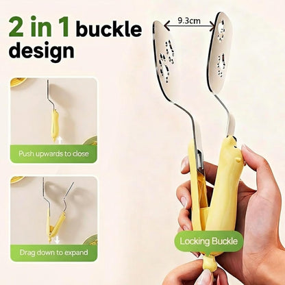 4 Pcs Silicone Basting Pastry Brushes with Stainless Steel Spatula Tongs Set,Heat Resistant Food Brush for Oil Butter BBQ Sauce,2-in-1 Cute Bear Food Flip Shovel Clip for Steak Fish Bread