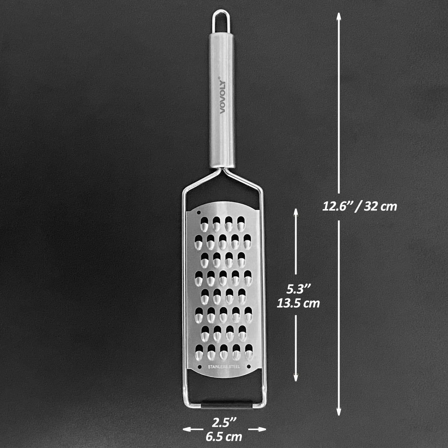Professional Zester Grater Fine for Hard Cheese, Citrus Fruits, Garlic, Chili, Cinnamon and Nutmeg, Kitchen grater with Razor-Sharp Stainless Steel Blade (Fine)