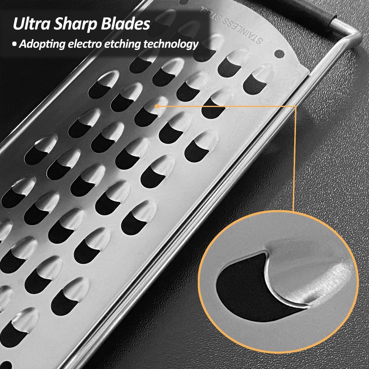 Professional Zester Grater Fine for Hard Cheese, Citrus Fruits, Garlic, Chili, Cinnamon and Nutmeg, Kitchen grater with Razor-Sharp Stainless Steel Blade (Fine)