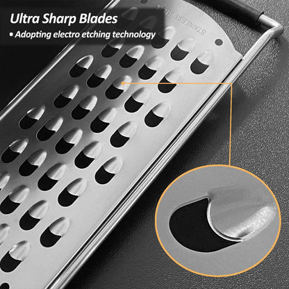 Professional Zester Grater Fine for Hard Cheese, Citrus Fruits, Garlic, Chili, Cinnamon and Nutmeg, Kitchen grater with Razor-Sharp Stainless Steel Blade (Fine)