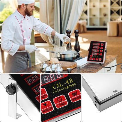 Kitchen Timer for Cooking, 4 Channel Stainless Steel Commercial Culinary Timer, Loud Alarm Cooking Reminder for Food Truck Fryer