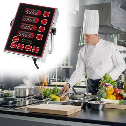 Kitchen Timer for Cooking, 4 Channel Stainless Steel Commercial Culinary Timer, Loud Alarm Cooking Reminder for Food Truck Fryer