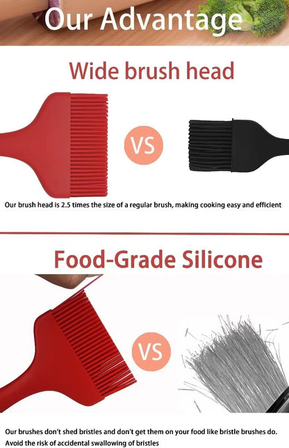 2 Pcs Of Silicone Basting Brushes Heat Resistant Pastry Brush Oil brush BBQ Grill Brush Set One-Piece Design, Suitable For Barbecue Oven Teppanyaki Kitchen Cooking Easy Clean Black