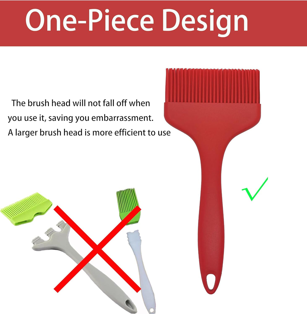 2 Pcs Of Silicone Basting Brushes Heat Resistant Pastry Brush Oil brush BBQ Grill Brush Set One-Piece Design, Suitable For Barbecue Oven Teppanyaki Kitchen Cooking Easy Clean Black