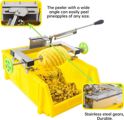 Commercial Pineapple Peeler Machine, Stainless Steel Pineapple Peeler Machine Kit with 5 Replacement Blades, No waste of pulp