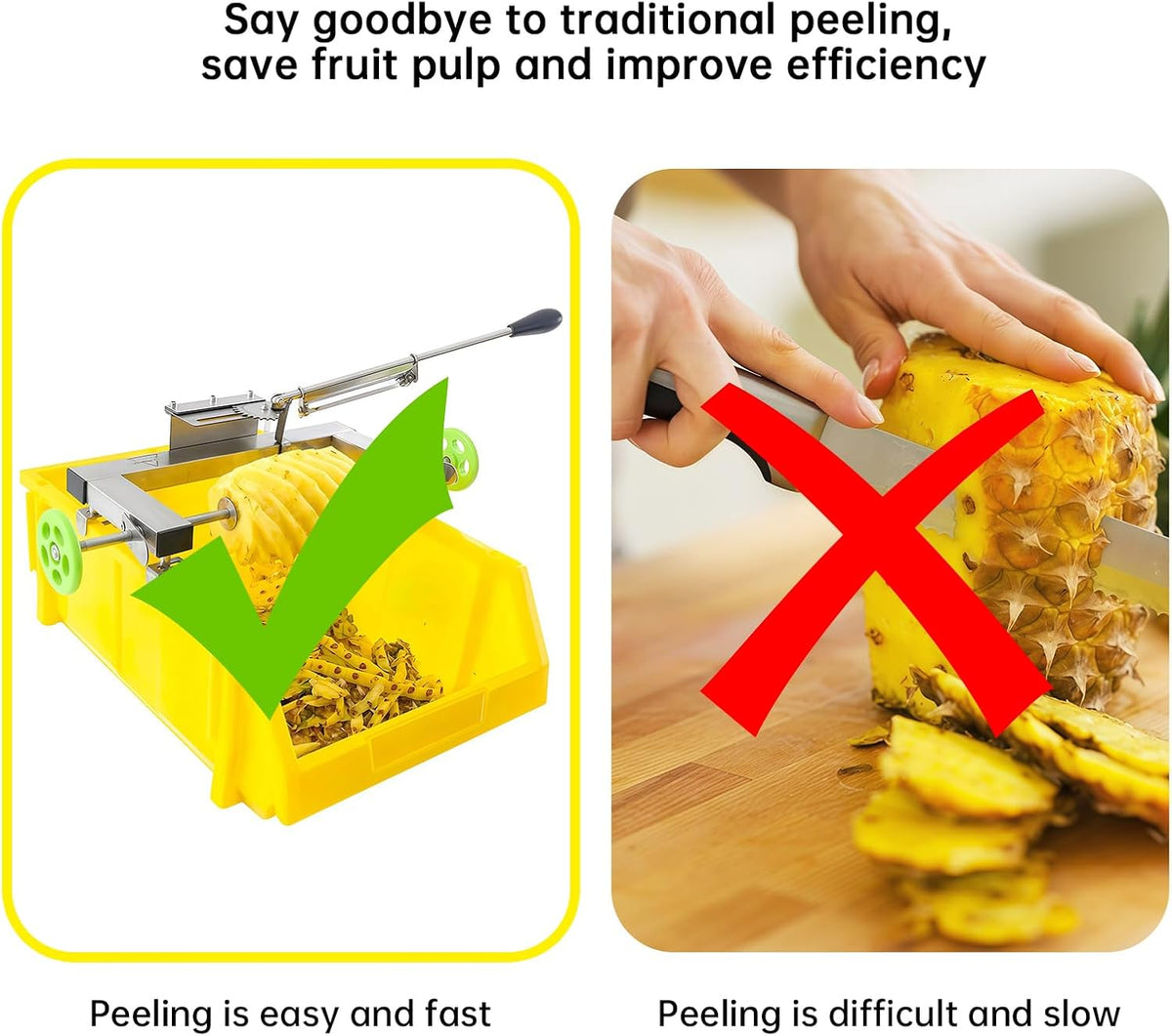 Commercial Pineapple Peeler Machine, Stainless Steel Pineapple Peeler Machine Kit with 5 Replacement Blades, No waste of pulp