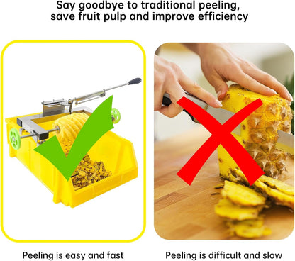 Commercial Pineapple Peeler Machine, Stainless Steel Pineapple Peeler Machine Kit with 5 Replacement Blades, No waste of pulp