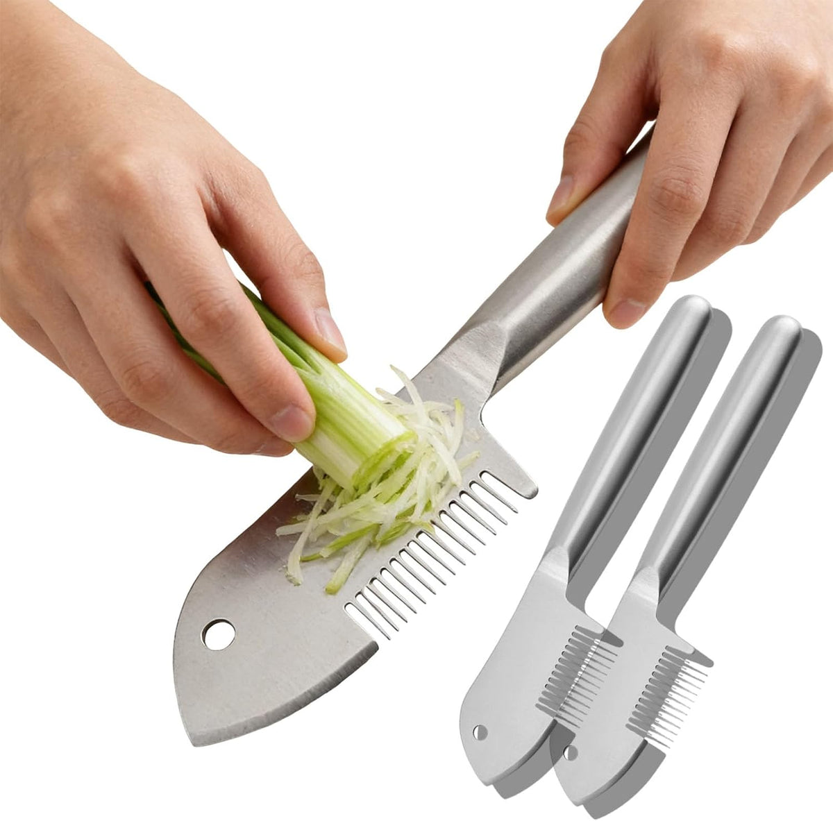 Stainless Steel Multi-purpose Julienne Peeler, Vegetable Julienne Slicer Handheld, Kitchen Shredder Tool with Grip Handle for Carrot Potato Melon Gadget Fruit