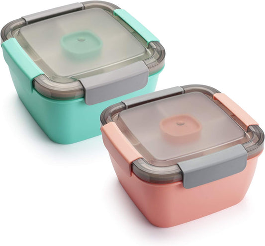 Salad Lunch Container To Go, 2 Packs 52-oz Salad Bowls to go for lunch