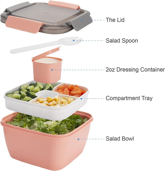 Salad Lunch Container To Go, 2 Packs 52-oz Salad Bowls to go for lunch