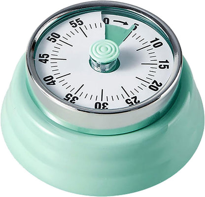 Elegant Stainless Steel Vintage Kitchen Timer with Magnetic Attachment - 60-Minute Countdown & Audible Alarm, Perfect for Cooking, Office Tasks, and Study Sessions (01-Green)