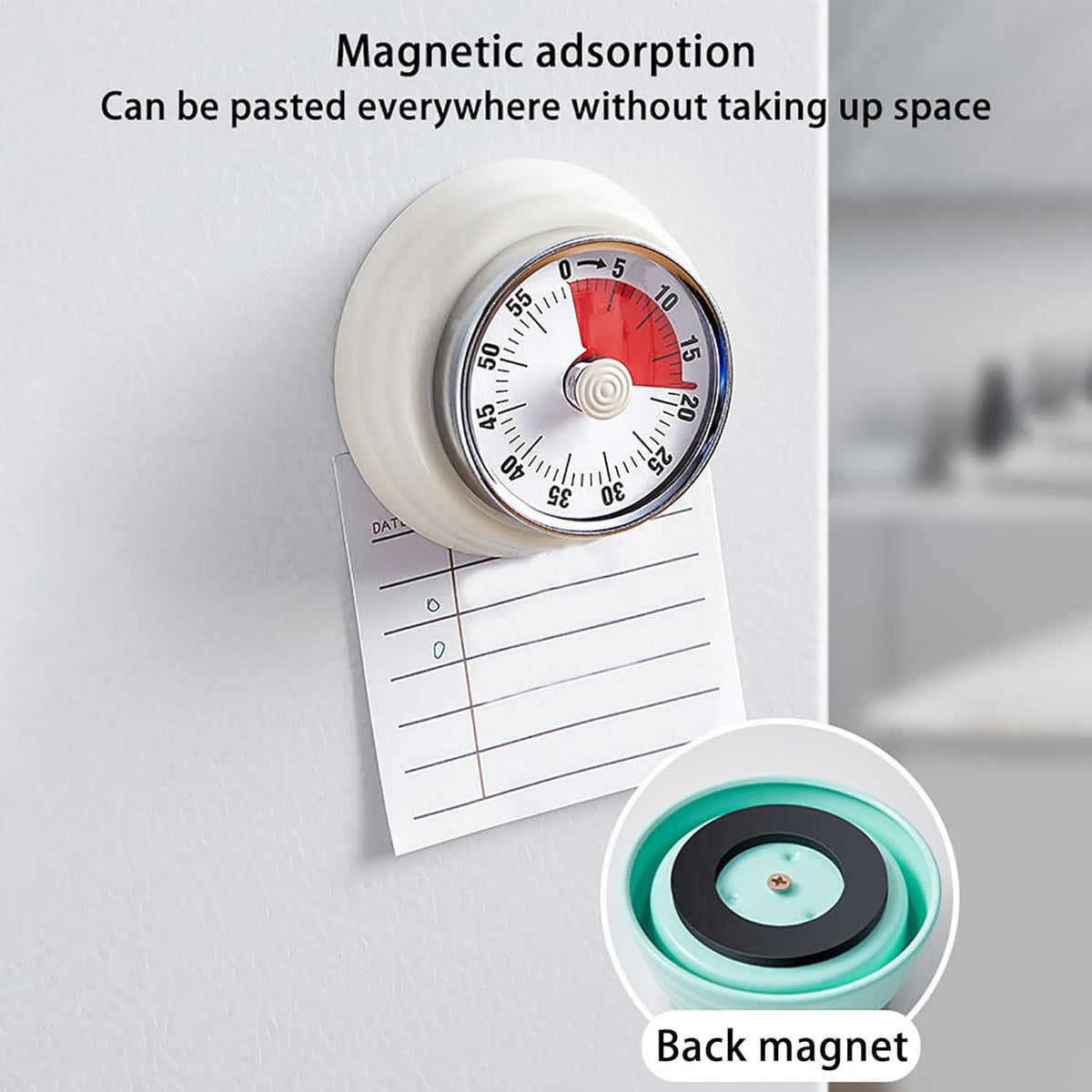 Elegant Stainless Steel Vintage Kitchen Timer with Magnetic Attachment - 60-Minute Countdown & Audible Alarm, Perfect for Cooking, Office Tasks, and Study Sessions (01-Green)