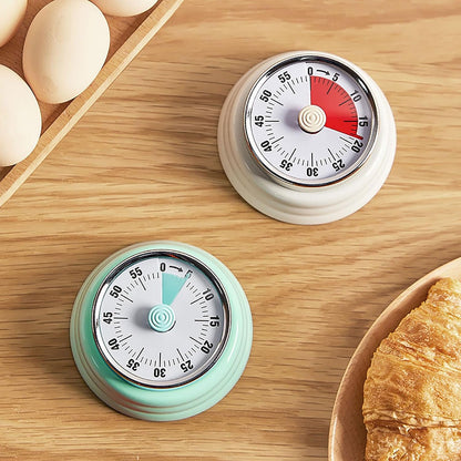 Elegant Stainless Steel Vintage Kitchen Timer with Magnetic Attachment - 60-Minute Countdown & Audible Alarm, Perfect for Cooking, Office Tasks, and Study Sessions (01-Green)