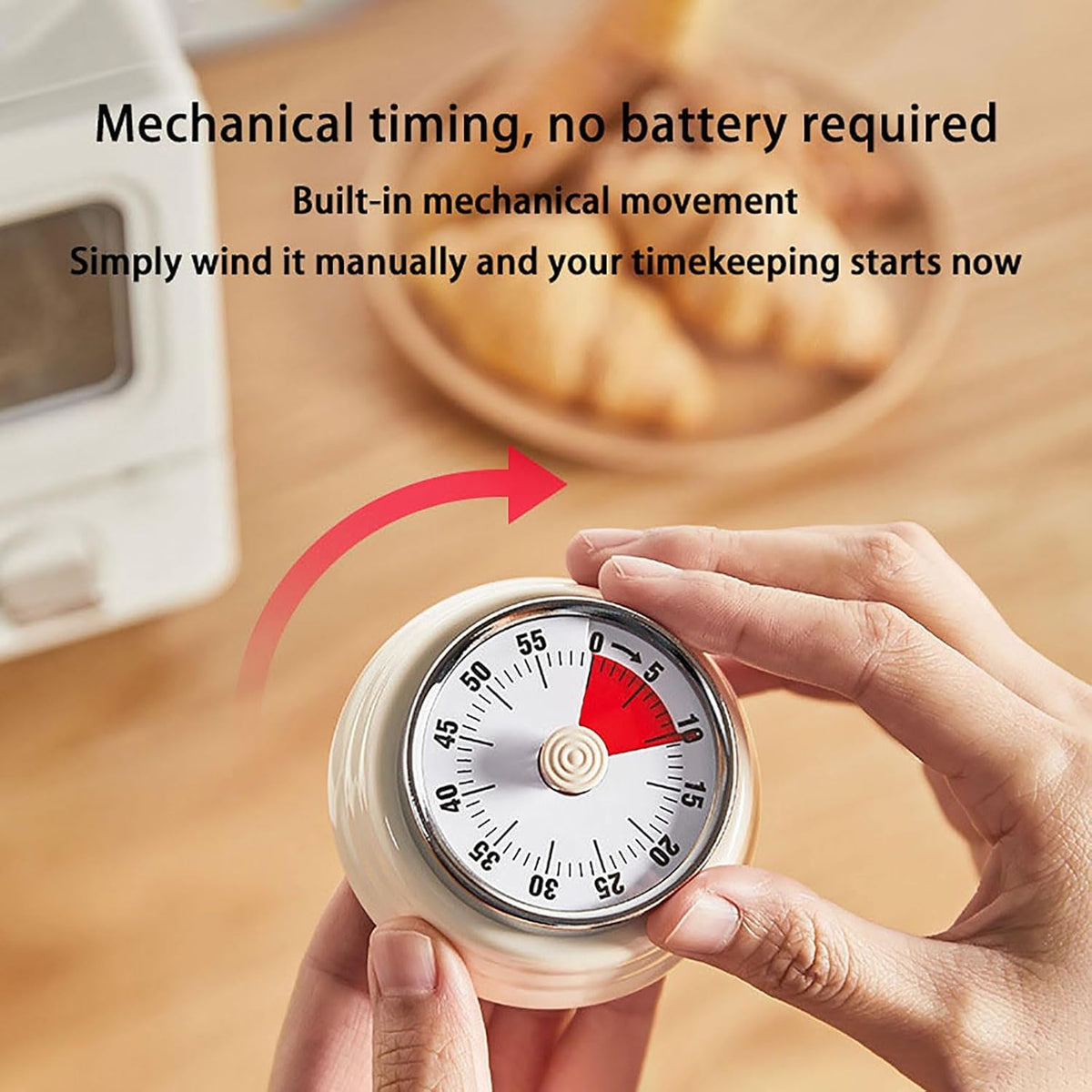 Elegant Stainless Steel Vintage Kitchen Timer with Magnetic Attachment - 60-Minute Countdown & Audible Alarm, Perfect for Cooking, Office Tasks, and Study Sessions (01-Green)