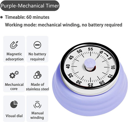 Elegant Stainless Steel Vintage Kitchen Timer with Magnetic Attachment - 60-Minute Countdown & Audible Alarm, Perfect for Cooking, Office Tasks, and Study Sessions (01-Green)