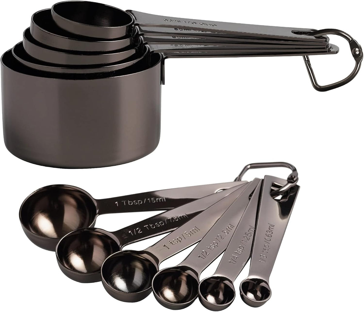 Stainless Steel Measuring Cups & Spoons Set, Black
