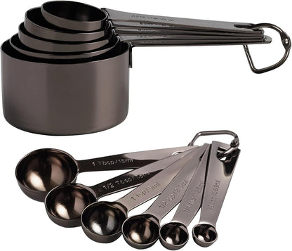 Stainless Steel Measuring Cups & Spoons Set, Black