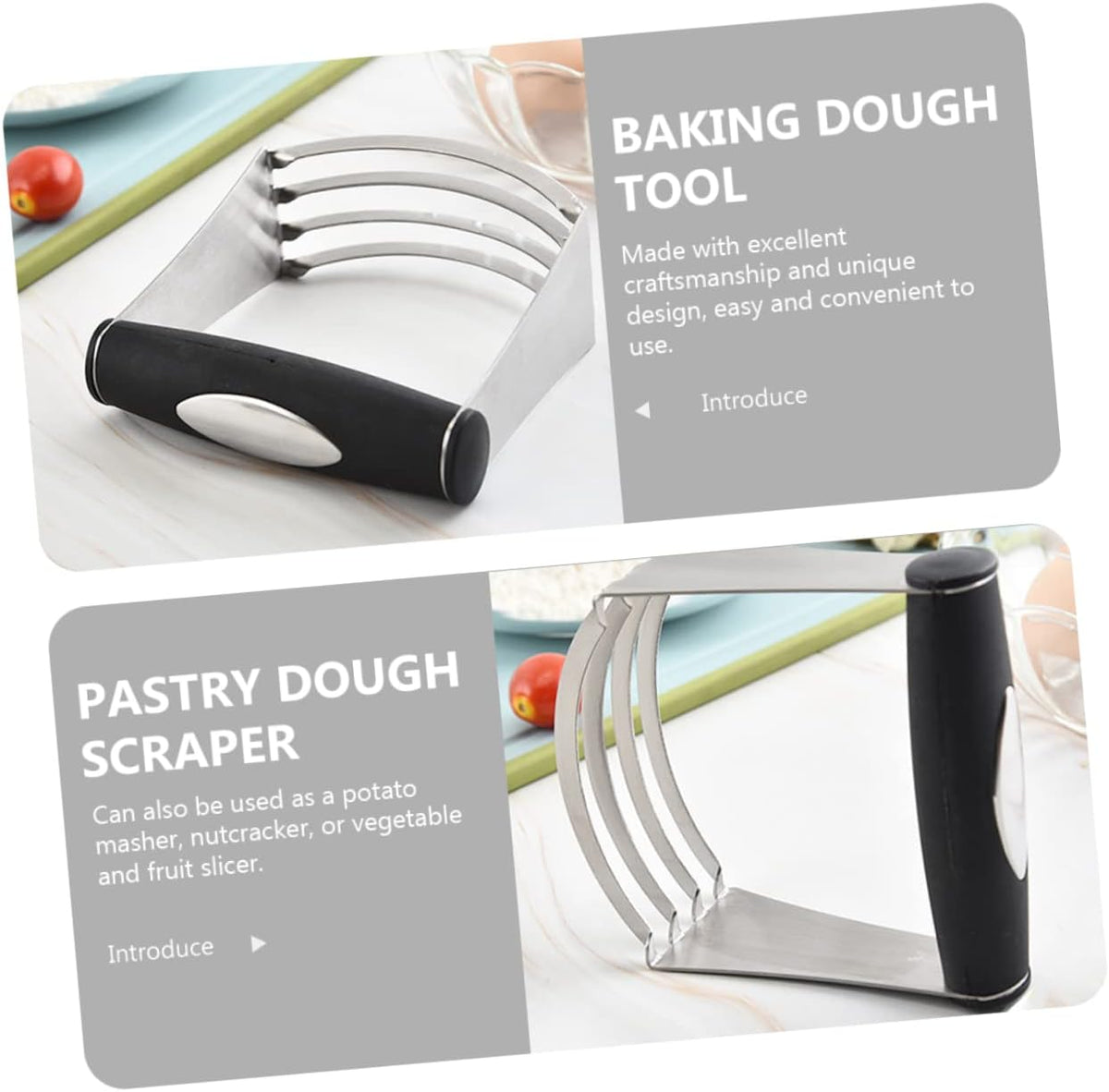 Stainless Steel Pastry Dough Scraper for Baking Flour Mixing