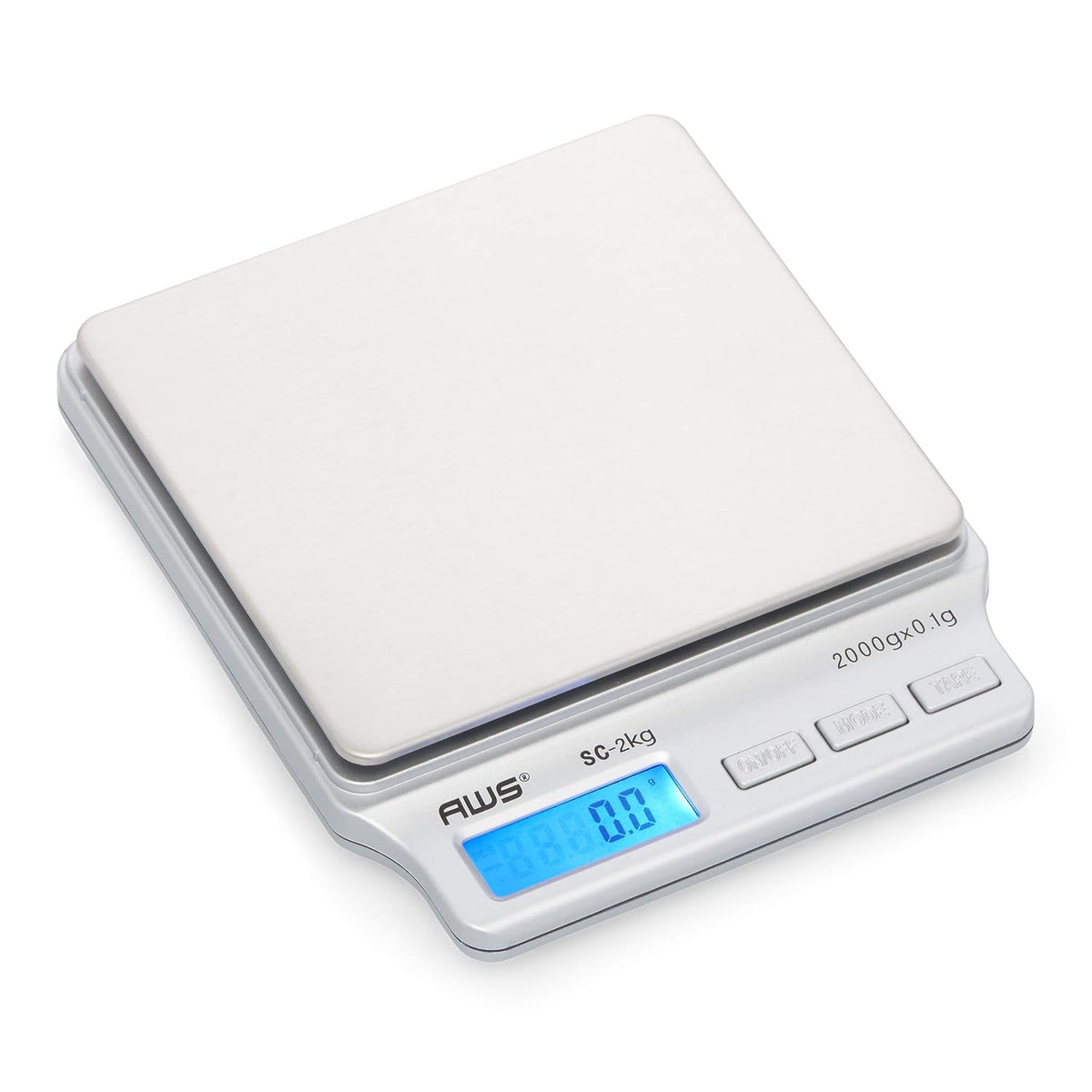 SC Series Precision Digital Kitchen Weight Scale, Food Measuring Scale, 2kg x 0.1g (Silver), AMW-SC-2KG (500g x 0.01g)