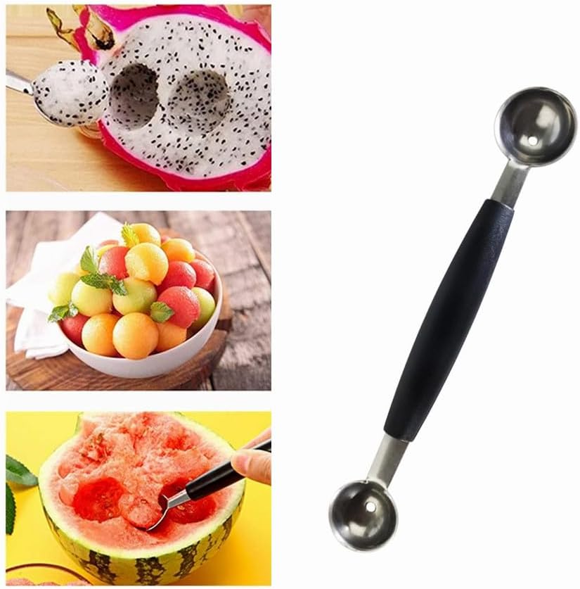 Double-Sided Fruit Melon Baller Spoon, 2 in 1 Stainless Steel Scoop Cutter 18cm