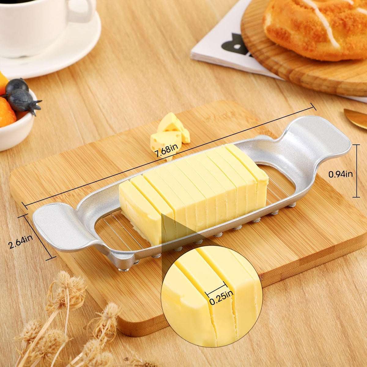 Stainless Steel Butter Slicer, Cheese Cutter with Ergonomic Handle