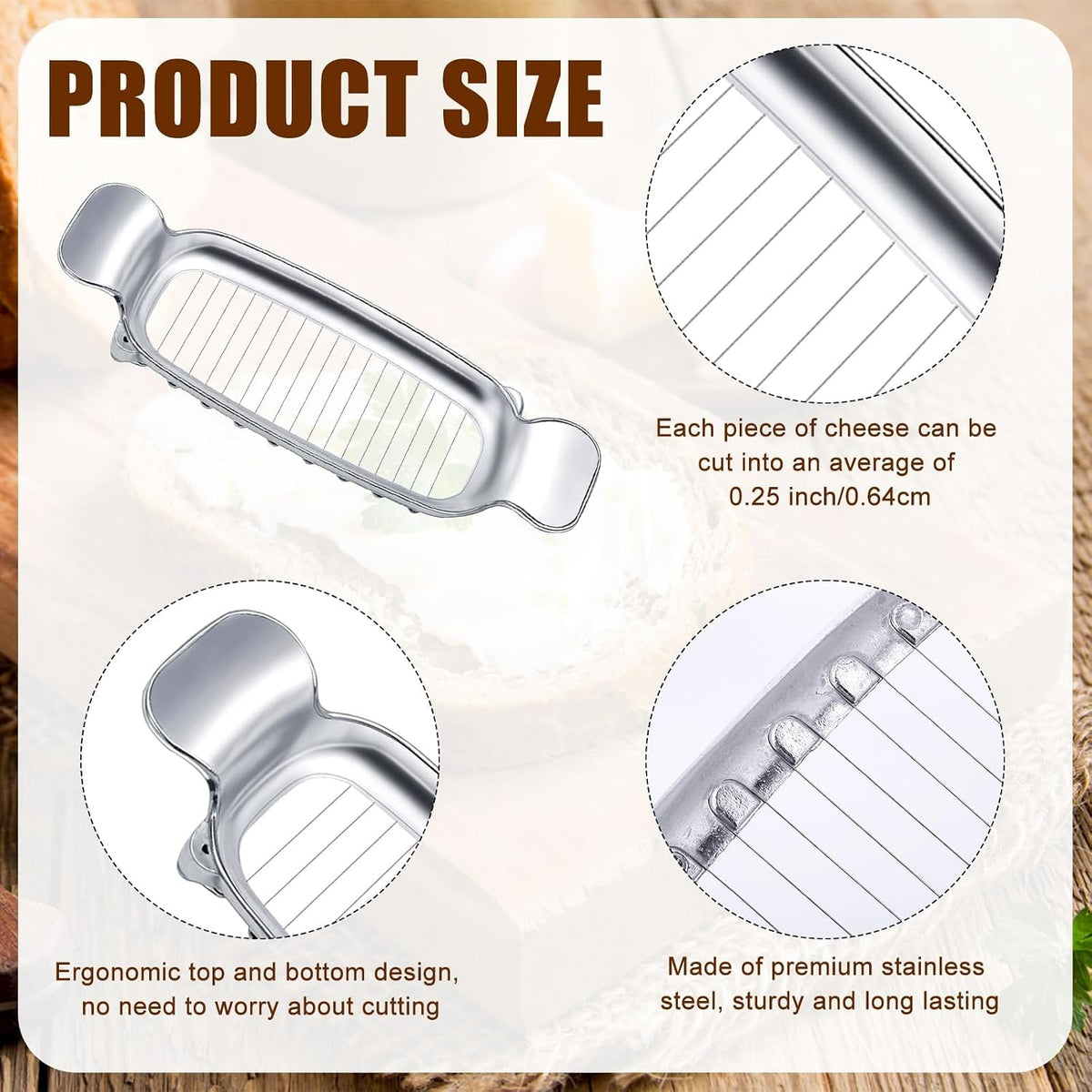 Stainless Steel Butter Slicer, Cheese Cutter with Ergonomic Handle
