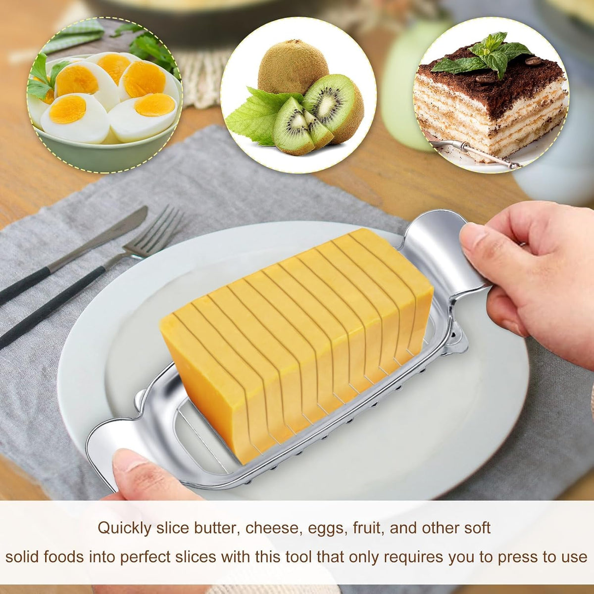 Stainless Steel Butter Slicer, Cheese Cutter with Ergonomic Handle