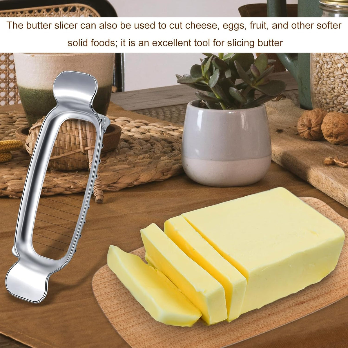 Stainless Steel Butter Slicer, Cheese Cutter with Ergonomic Handle