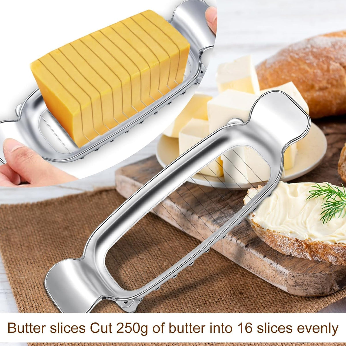 Stainless Steel Butter Slicer, Cheese Cutter with Ergonomic Handle