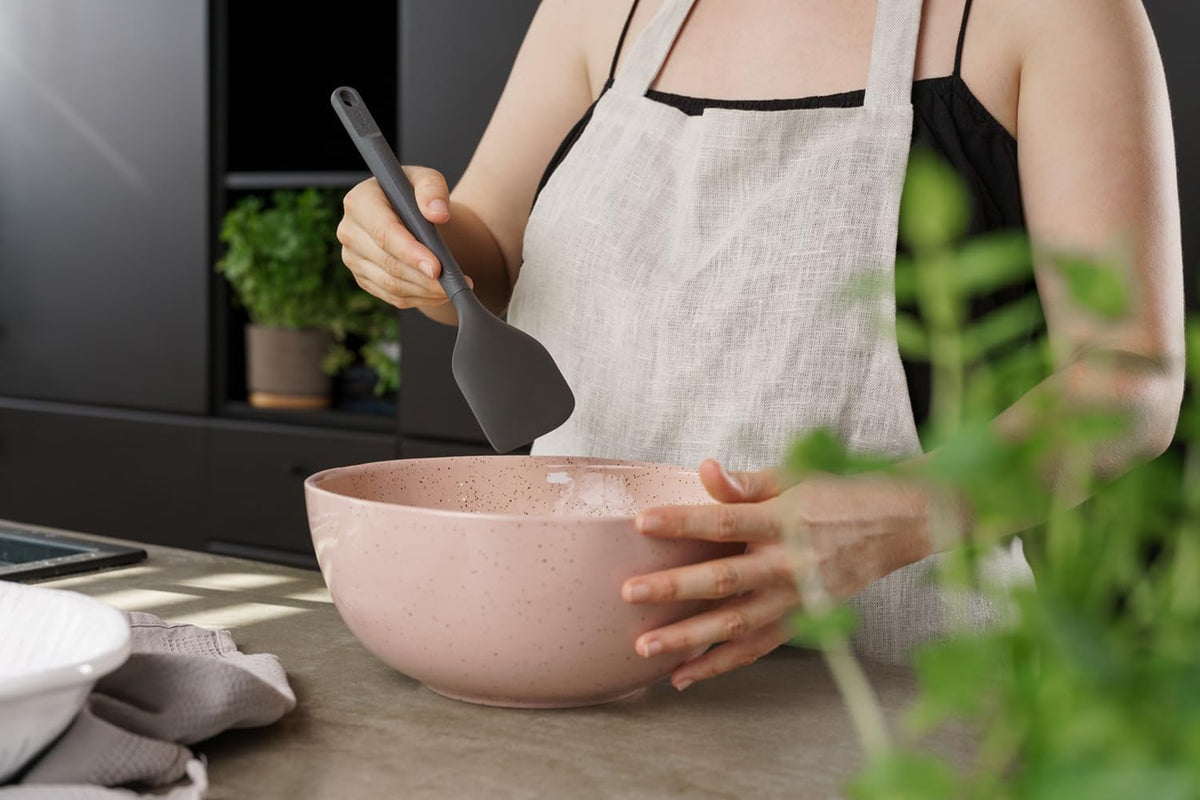 E980220 Spoontula Large, Sustainable Wheatstraw/Silicone, Cooking Spoon/Spatula, Heat Resistant Silicone Head, Beluga Grey, 12.2" X 2.4", Dishwasher Safe, 5 Year Guarantee