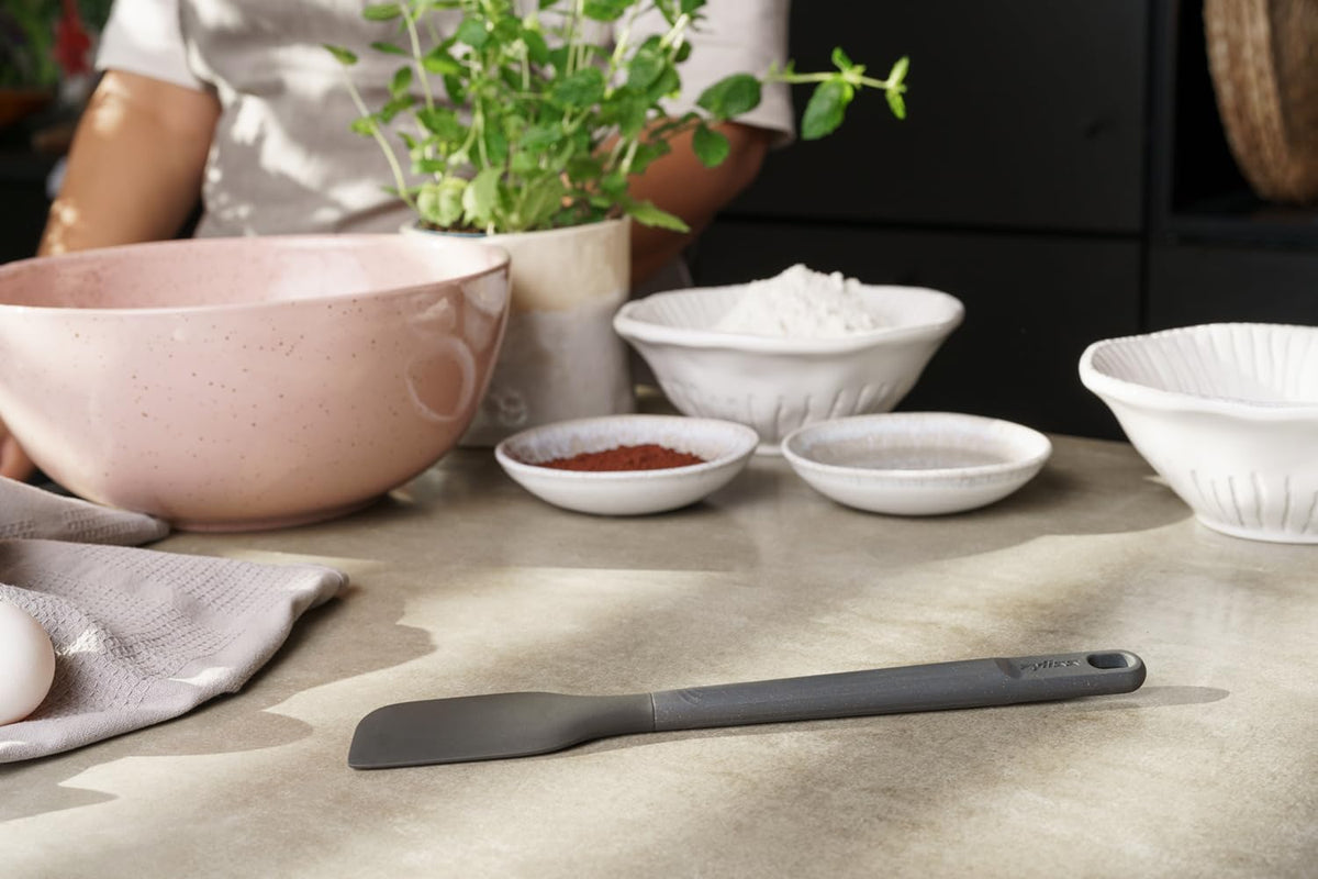 E980220 Spoontula Large, Sustainable Wheatstraw/Silicone, Cooking Spoon/Spatula, Heat Resistant Silicone Head, Beluga Grey, 12.2" X 2.4", Dishwasher Safe, 5 Year Guarantee